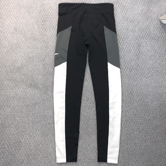 Nike Dri-FIT US L (girls) Grey/White/Black Athletic Leggings - Picture 2 of 4